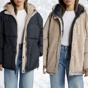 UGG Shasta Reversible Puffer Teddy 700 Fill Power Down Jacket Coat
